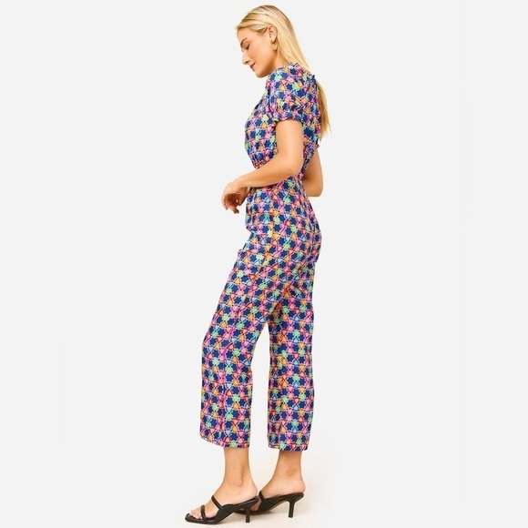 SALONI Juli-B Night Star print 100% silk jumpsuit 6 NWT - Picture 2 of 14
